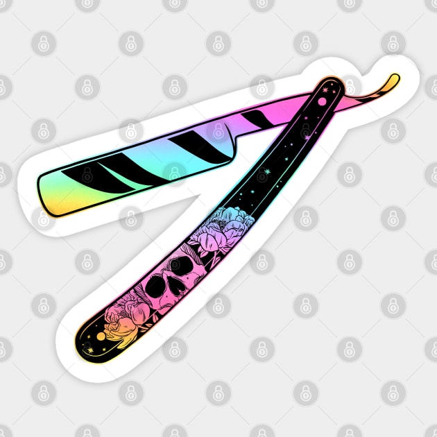 straight razor Sticker by OccultOmaStore